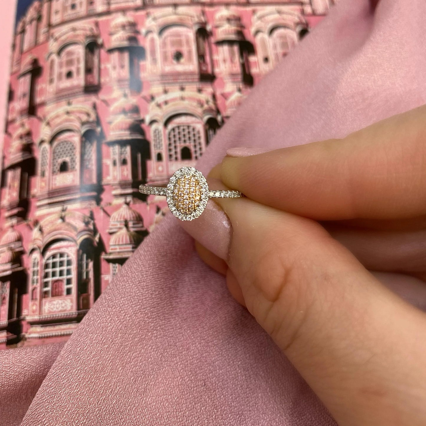Eminence Pinks Oval Pave Ring