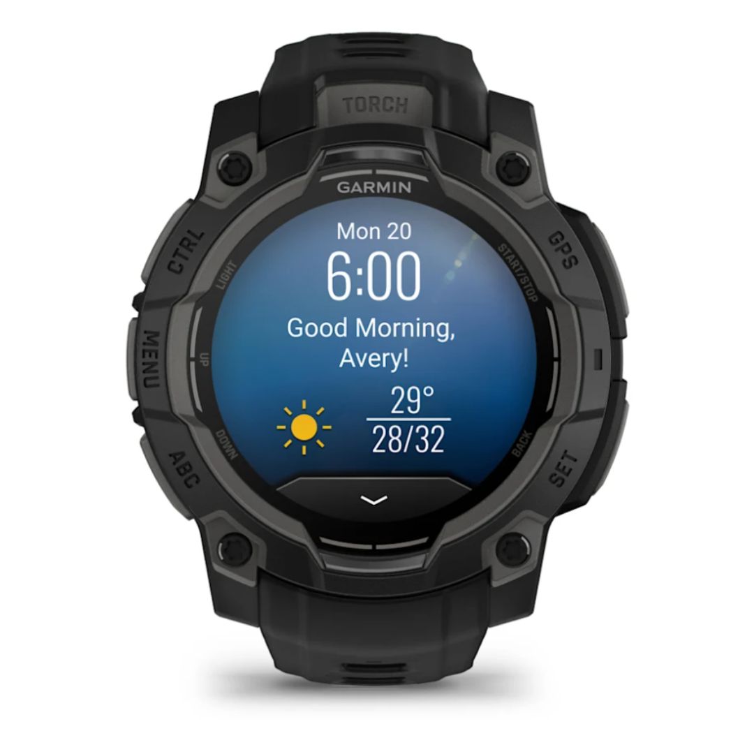 Instinct 3 – 45 mm, AMOLED Black with black band