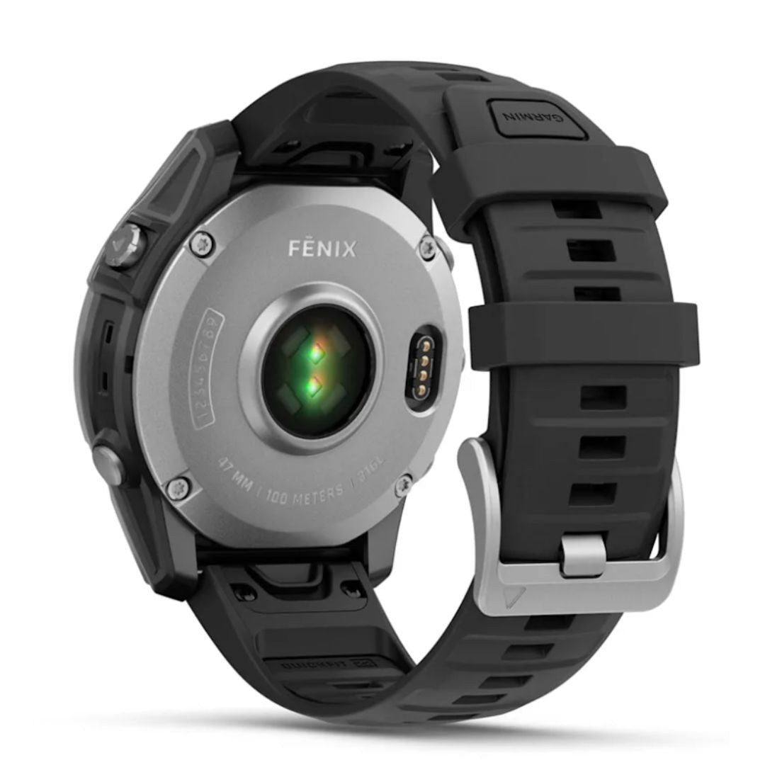 fēnix® E – 47 mm, AMOLED Stainless steel with Black silicone band 010-03025-00