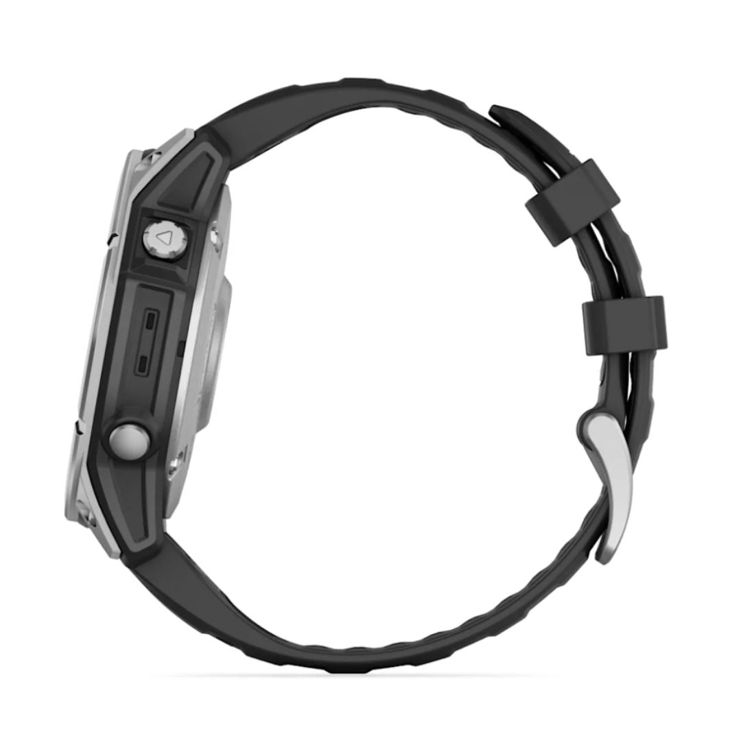 fēnix® E – 47 mm, AMOLED Stainless steel with Black silicone band 010-03025-00