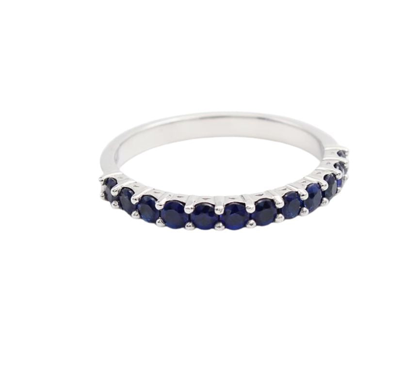 Sapphire Half Eternity Ring in 18k White Gold