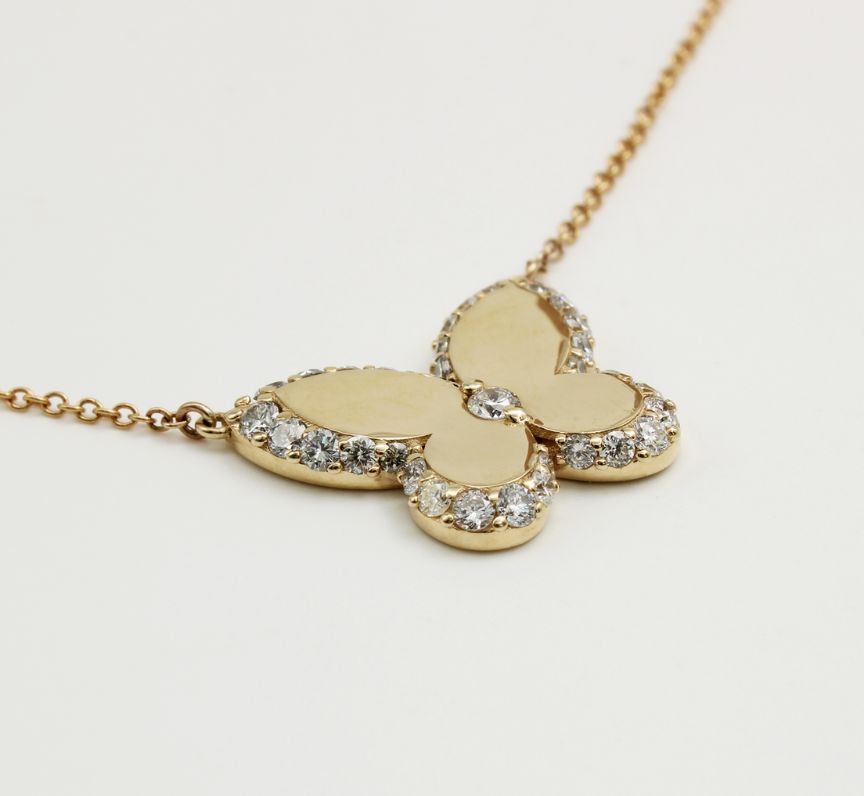 Diamond Butterfly Pendant in 9ct Yellow Gold