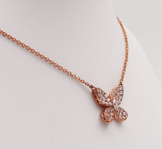 Diamond Detailed Butterfly Pendant in 9ct Rose Gold I 1.23ct total