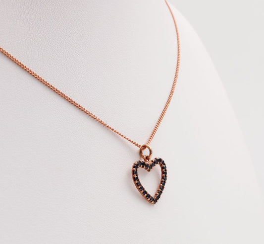 Lisa's Signature 9ct Rose Gold Heart Pendant with Black Diamonds I 0.42ct Black Diamond total