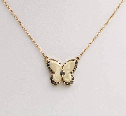 Lisa's Signature Black Diamond Butterfly Necklace in 9ct Yellow Gold I 0.53ct Black Diamond total