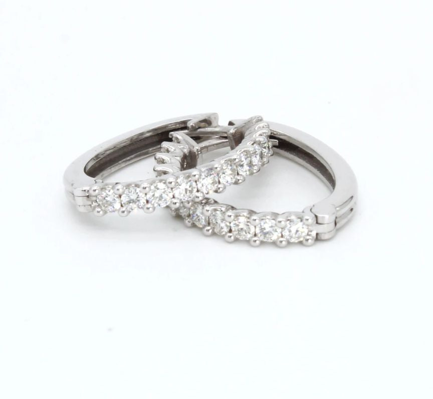 18ct White Gold Diamond Hoop Earrings