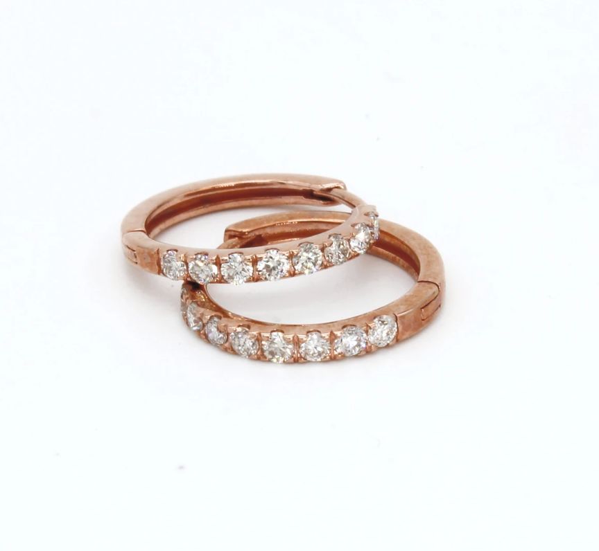 9ct Rose Gold Diamond Hoop Earrings