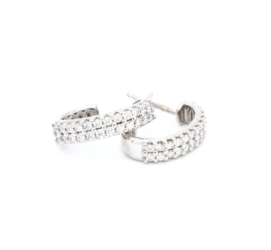 9ct White Gold Diamond Hoop Earrings