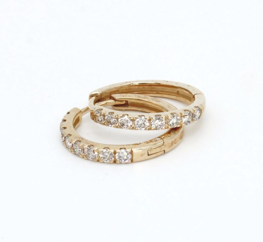 9ct Yellow Gold Diamond Hoop Earrings