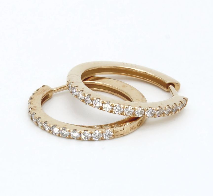 9ct Yellow Gold Diamond Hoop Earrings