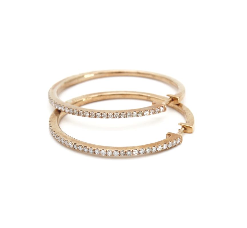 Delicate 9ct Yellow Gold Diamond Hoop Earrings