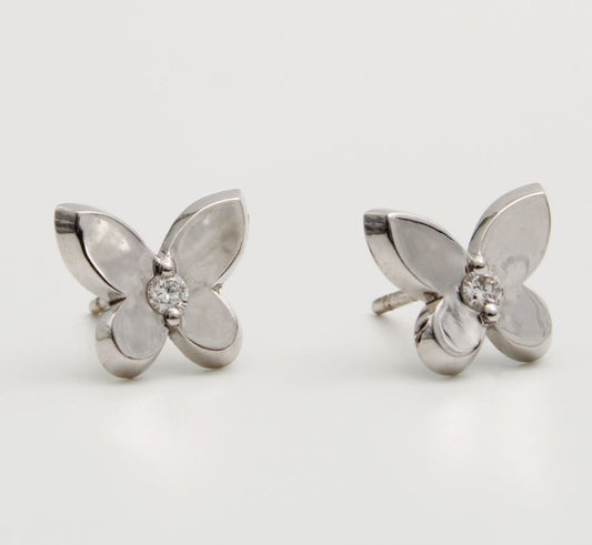 Diamond 9ct White Gold Butterfly Earrings