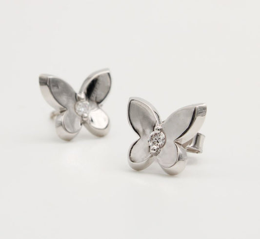 Diamond 9ct White Gold Butterfly Earrings