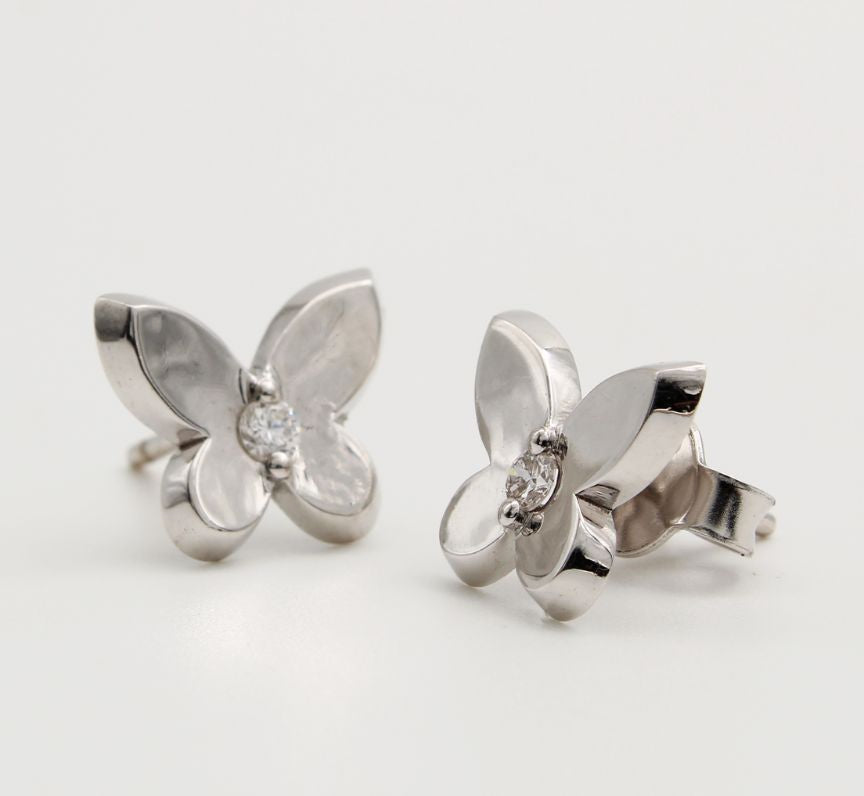 Diamond 9ct White Gold Butterfly Earrings