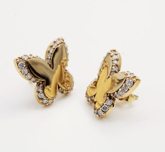 Diamond Butterfly Earrings in 9ct Yellow Gold