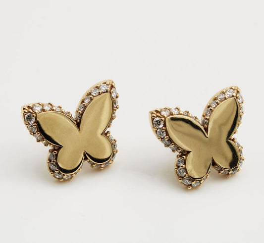 Diamond Butterfly Earrings in 9ct Yellow Gold