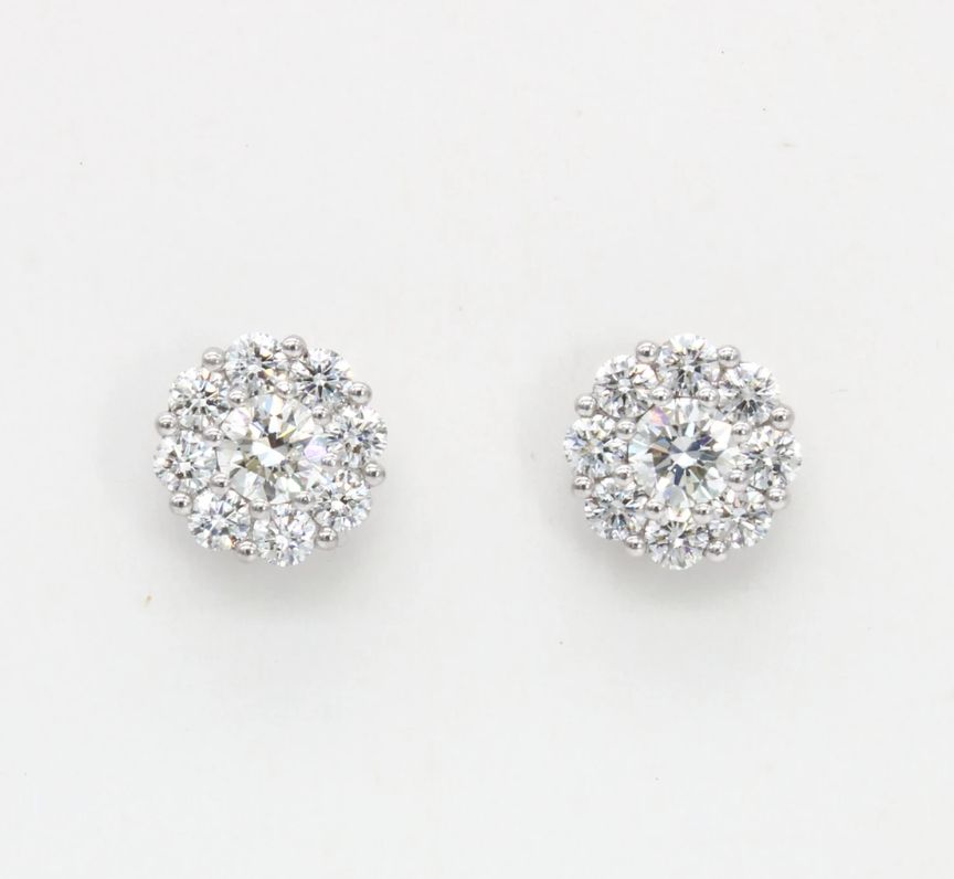 Diamond Cluster Studs in 18ct White Gold Setting