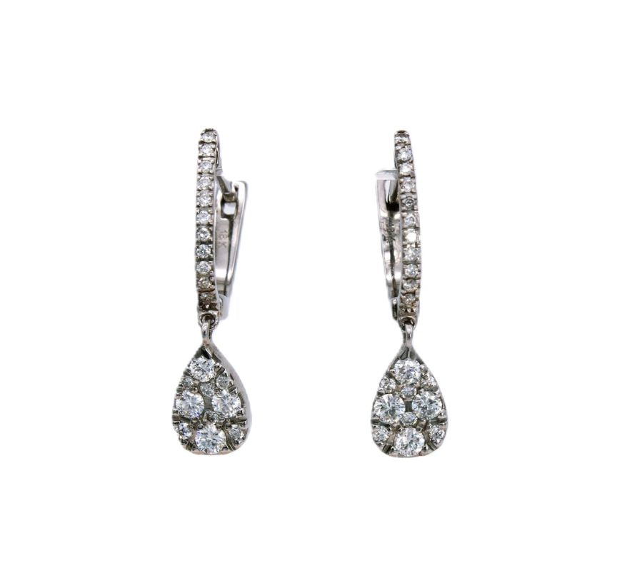 18ct White Gold Diamond Drop Earrings