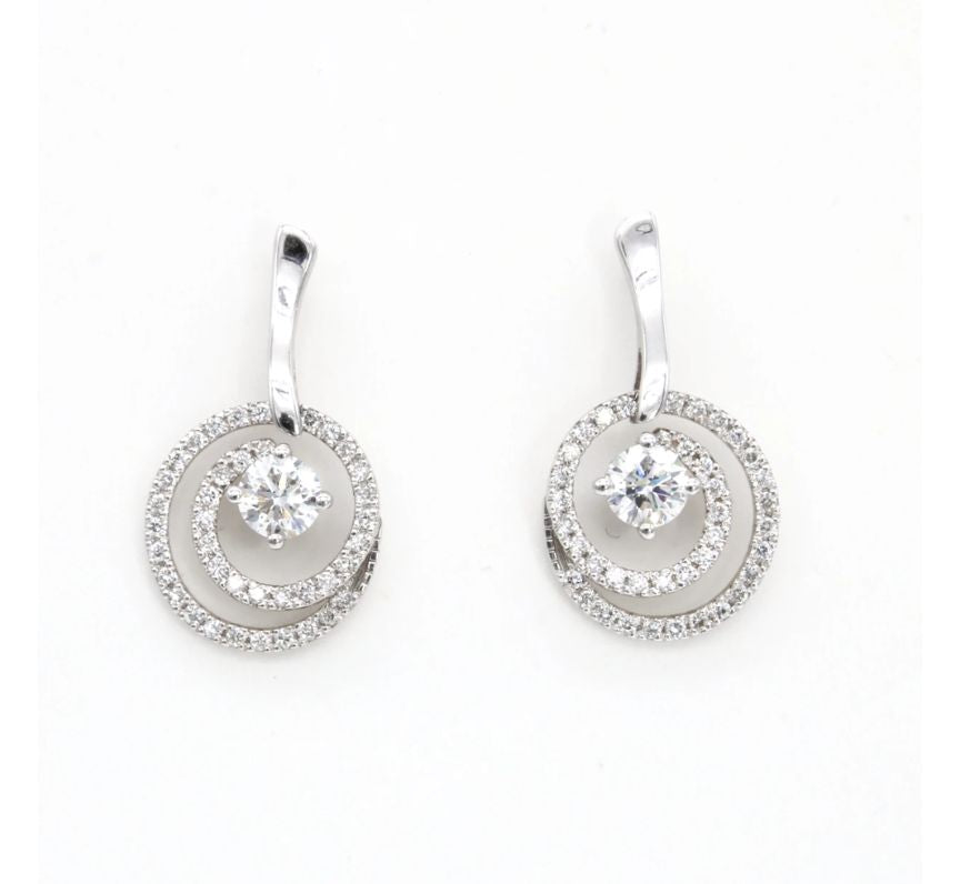 18ct White Gold Diamond Swirl Earrings I 0.84ct total