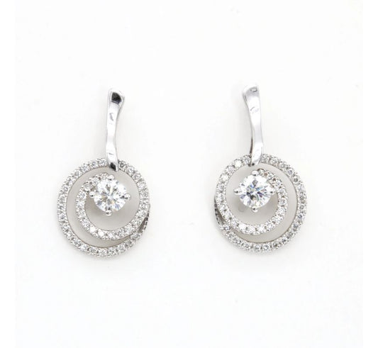 18ct White Gold Diamond Swirl Earrings I 0.84ct total