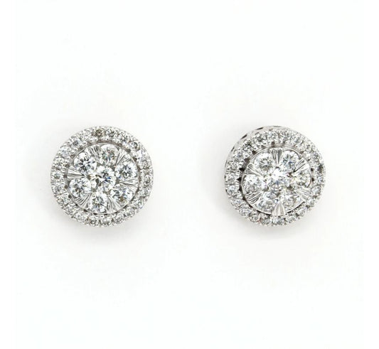 9ct White Gold Diamond Halo Studs
