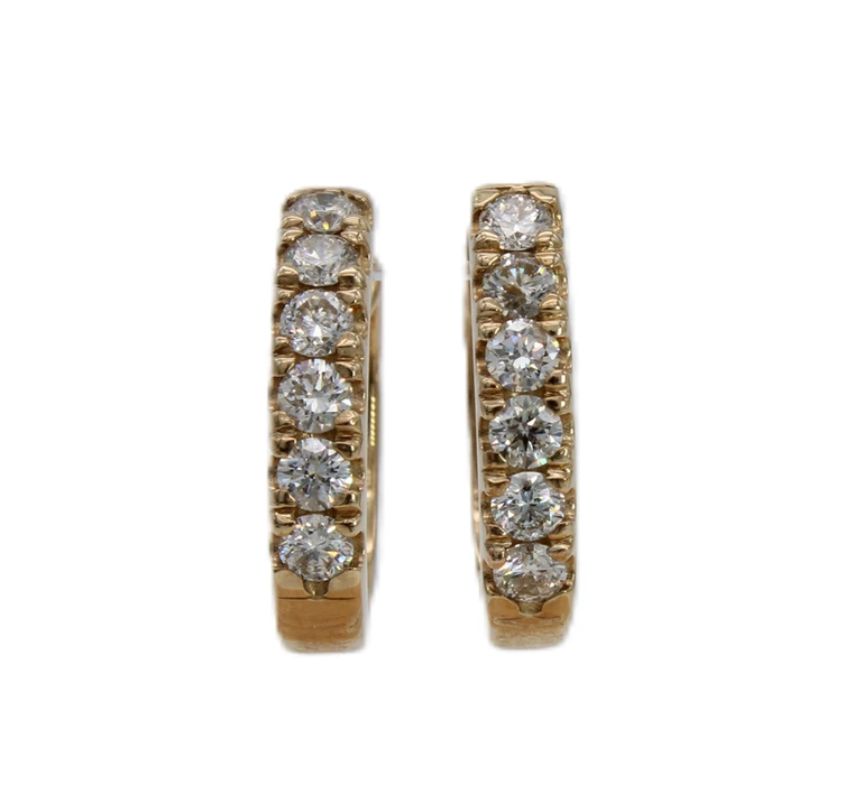 9ct Gold Diamond Hoop Earrings I 1ct total