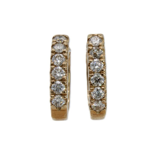 9ct Gold Diamond Hoop Earrings I 1ct total