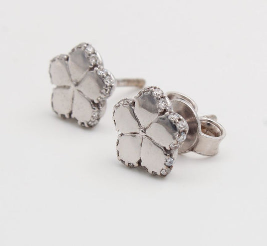 Lisa's Signature Diamond Pansy Earrings in 9ct White Gold
