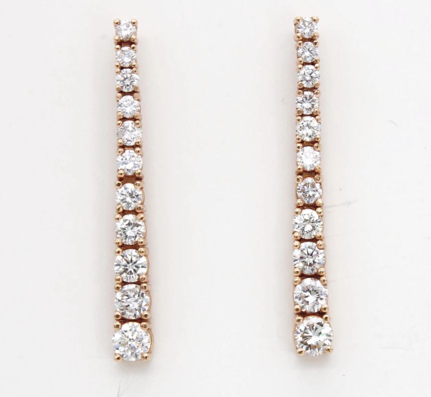 18ct Rose Gold Diamond Drop Earrings