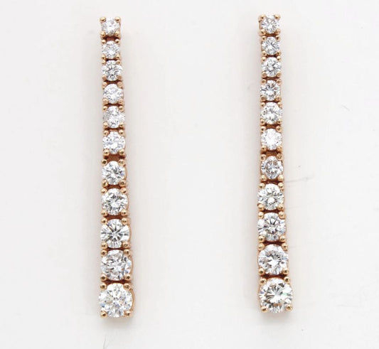 18ct Rose Gold Diamond Drop Earrings I 2.11ct total