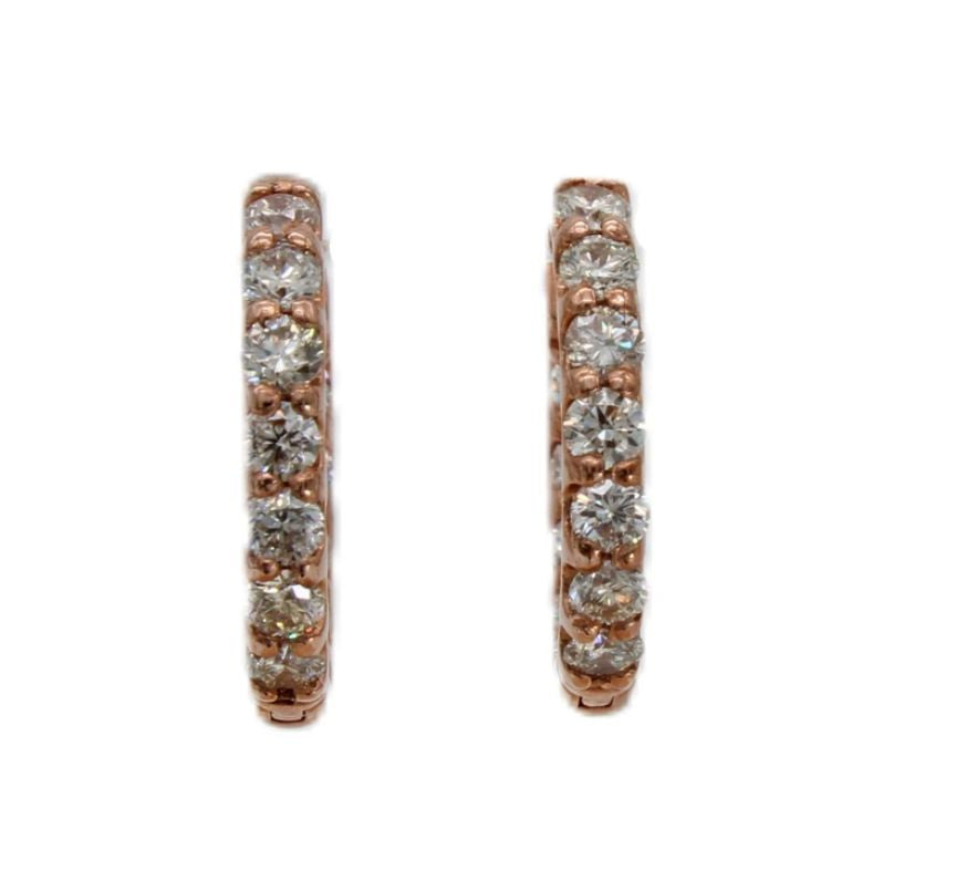 9ct Rose Gold Diamond Hoop Earrings I 0.80ct total
