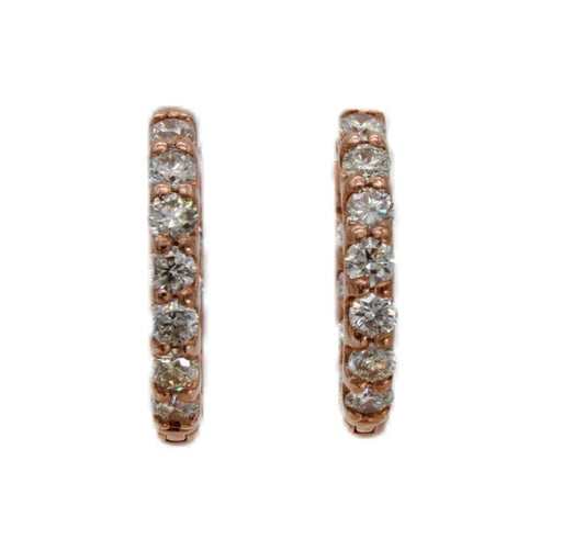 9ct Rose Gold Diamond Hoop Earrings I 0.80ct total