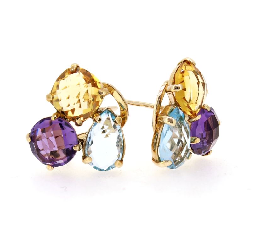 9ct Yellow Gold Semi Precious Stone Earrings