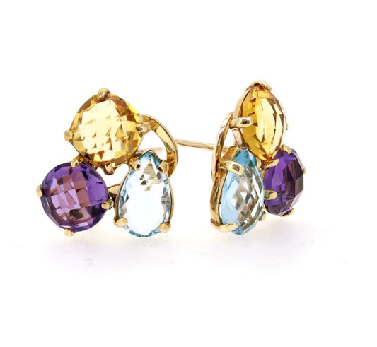 9ct Yellow Gold Semi Precious Stone Earrings