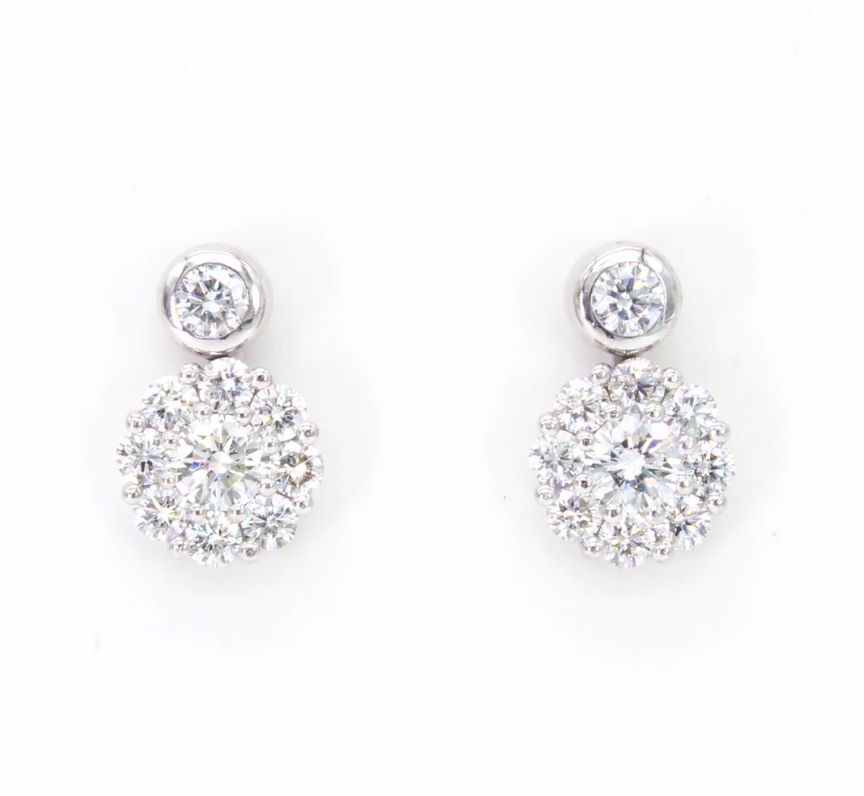18ct White Gold Diamond Drop Earrings