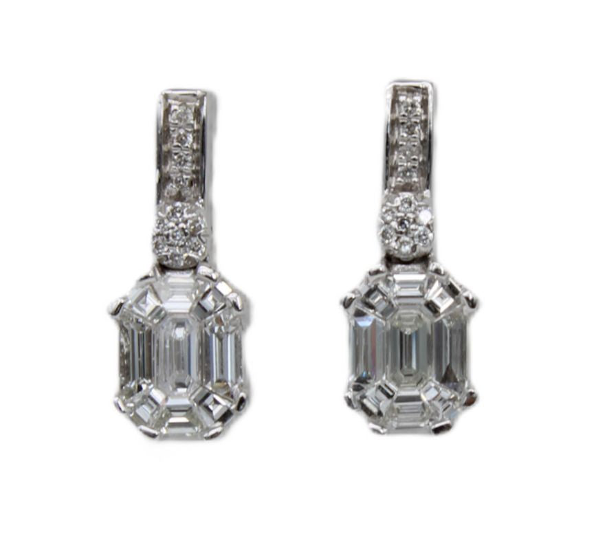 18ct White Gold Diamond Drop Earrings