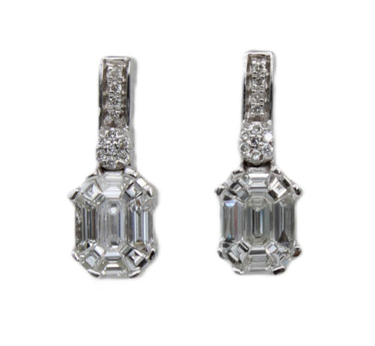 18ct White Gold Diamond Drop Earrings I 2.22ct total