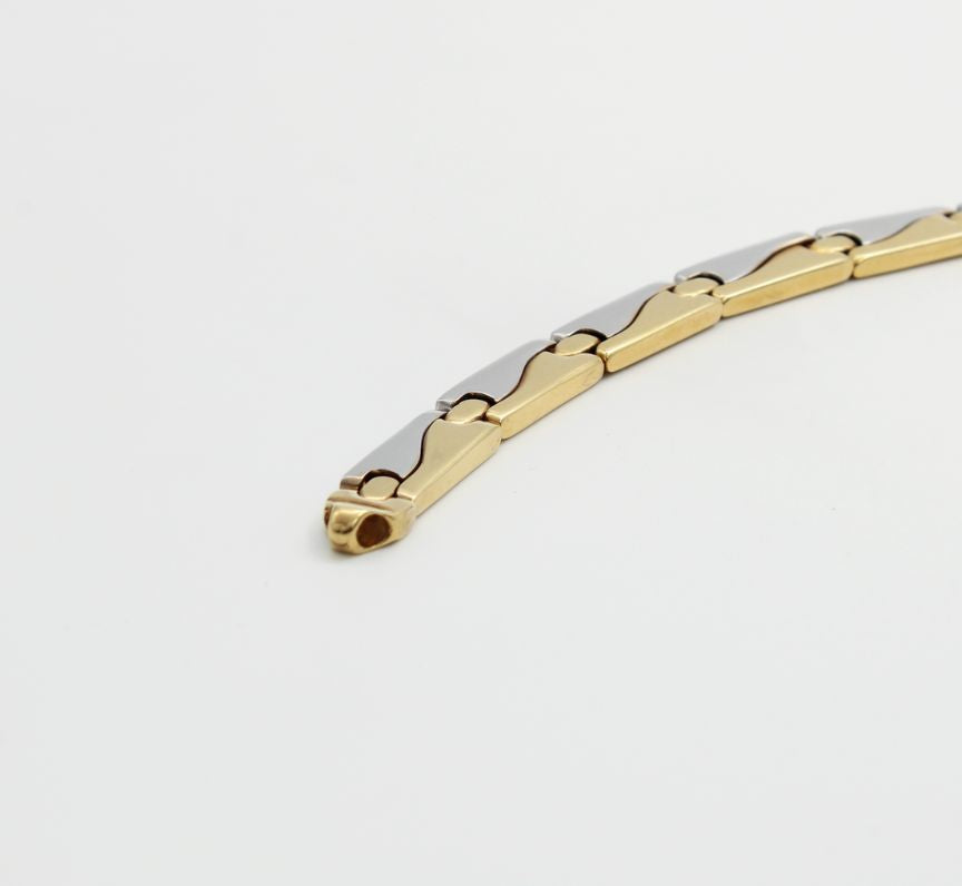 18ct Yellow & White Gold Flat Linked Gent's Bracelet
