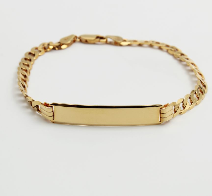 9ct Yellow Gold Gent's Identity Curb Link Bracelet