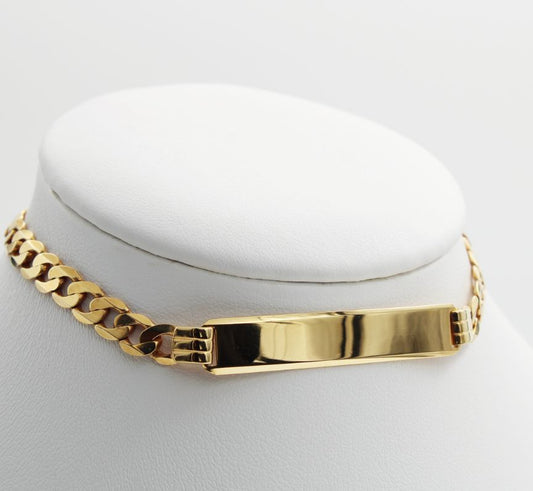 9ct Yellow Gold Gent's Identity Curb Link Bracelet