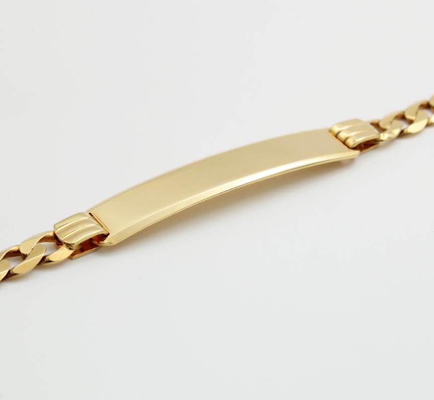 9ct Yellow Gold Gent's Identity Curb Link Bracelet