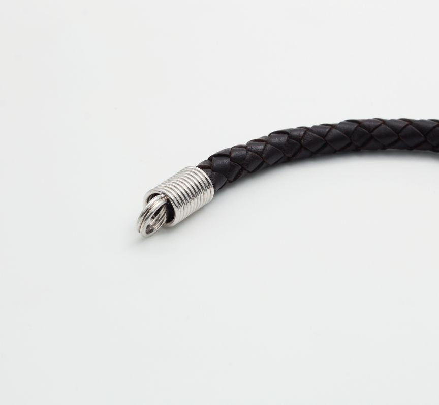 18ct White Gold and Leather Gents Bracelet