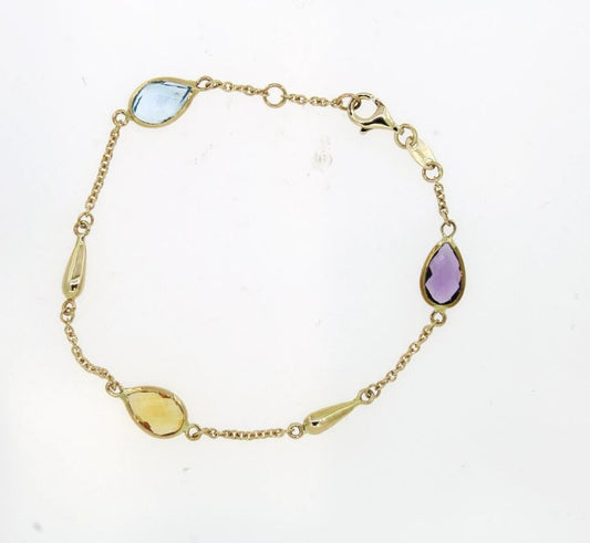 9ct Yellow Gold Semi-Precious Stone Bracelet