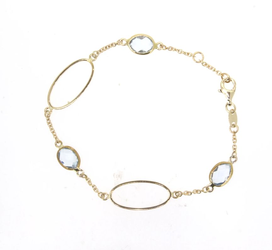9ct Yellow Gold Blue Topaz Semi-Precious Stone Bracelet