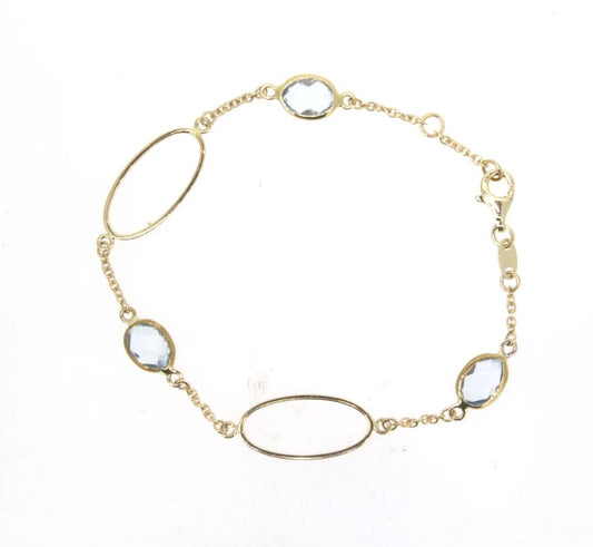 9ct Yellow Gold Blue Topaz Semi-Precious Stone Bracelet