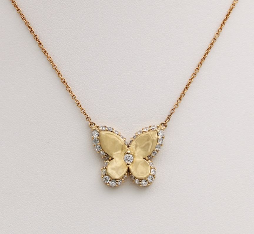 Diamond Butterfly Pendant in 9ct Yellow Gold