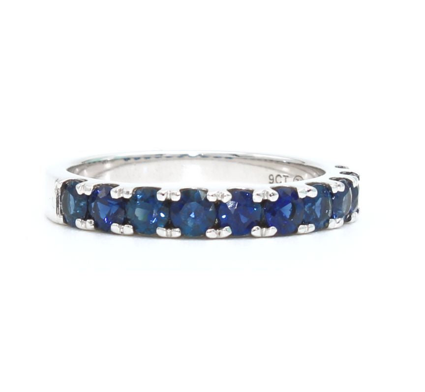 9ct White Gold Blue Sapphire Half Eternity Ring (1.27ct)