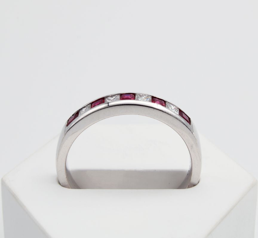 18ct White Gold Channel Set Ruby and Diamond Ring (0.56ct)