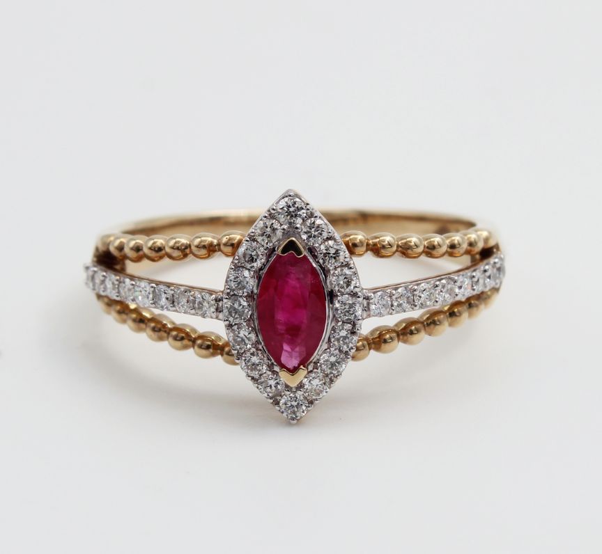 9ct Yellow Gold Ruby and Diamond Ring (0.52ct)