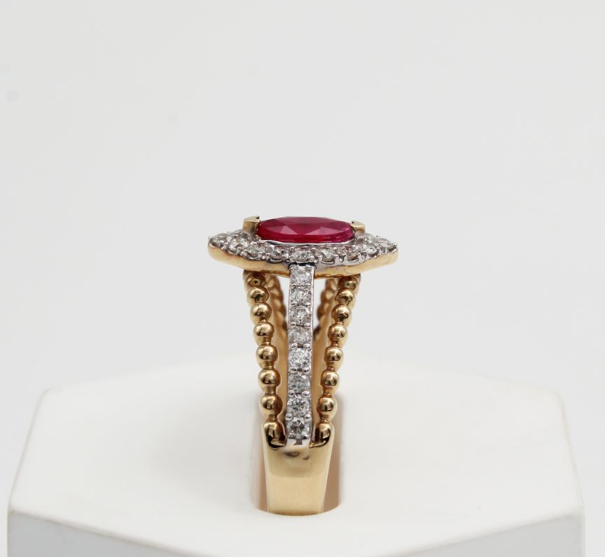 9ct Yellow Gold Ruby and Diamond Ring (0.52ct)